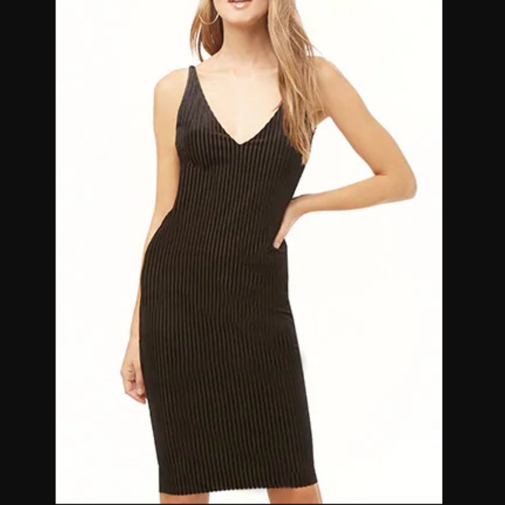 Ribbed Velvet Bodycon Dress